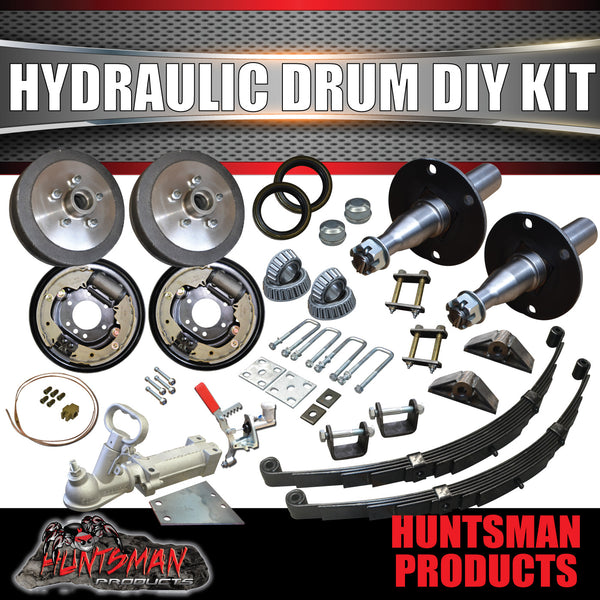 DIY Trailer 1400Kg Hydraulic Drum Braked Kit. Eye to Eye Springs Machined Stubs