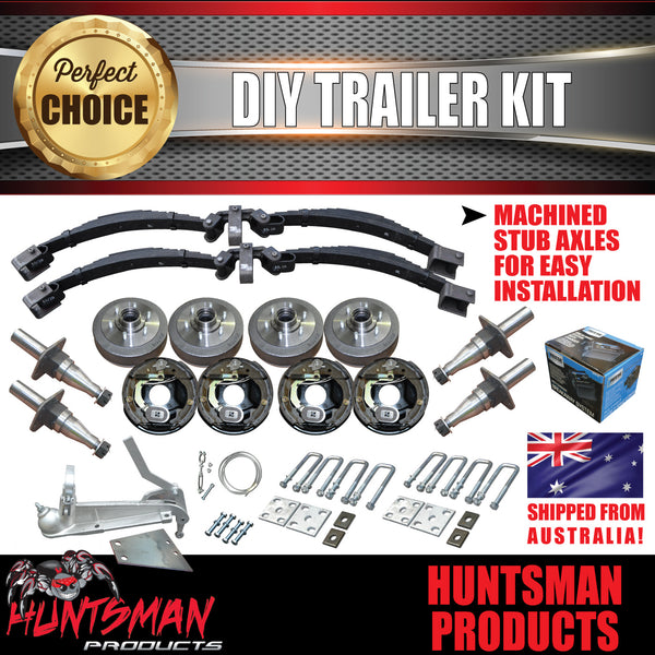 DIY 3500Kg Tandem Trailer Caravan Kit. 12" Electric Brakes. Machined Stub Axles, R/Roller
