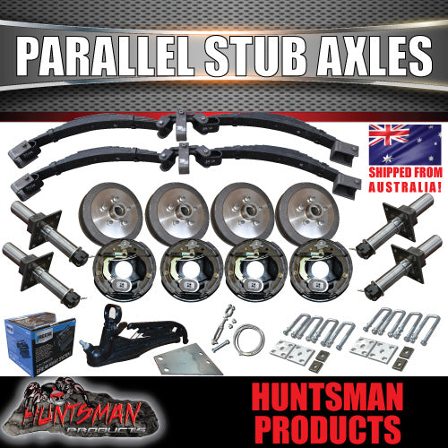 DIY 3200Kg Tandem Trailer Caravan Kit. 10" Electric Brakes. Machined Stub Axles, R/Roller