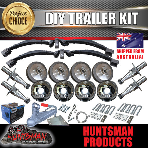DIY 4000Kg Tandem Trailer Caravan Kit. 12" Electric Brakes. Machined Stub Axles, R/Roller