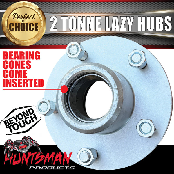 2X 2 Tonne 5 Stud Landcruiser Stud Pattern Trailer Hubs 5/150 pcd 2000kg Bearings