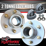 x2 Dacromet 2 Tonne 6 Stud Trailer Hubs 6/139.7 pcd. 2x Stub Axles. 2000kg Bearings.