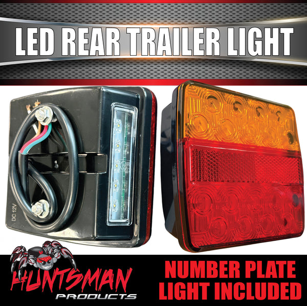Huntsman LED Rear Combination Trailer Light inc Number Plate 105x100mm 12V 24 LED's !!