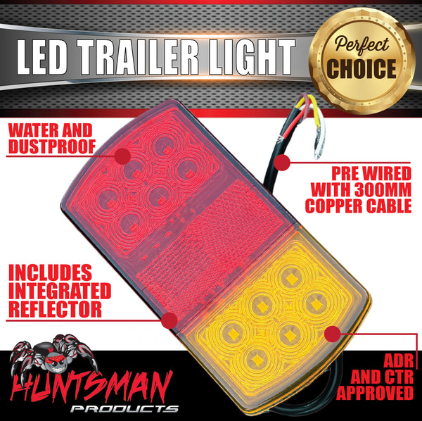 Huntsman 12 Volt LED Rear Rectangle Combination Trailer Light Surface Mount 150x80mm ADR