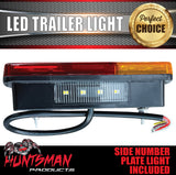 Huntsman 12 Volt LED Rear Rectangle Combination Trailer Light + Number Plate 150x80mm ADR