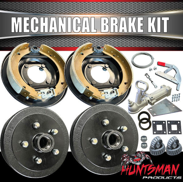 9" Trailer Caravan Mechanical Drum Brake Kit + Coupling & Fitting Kit. 5 & 6 Stud Available