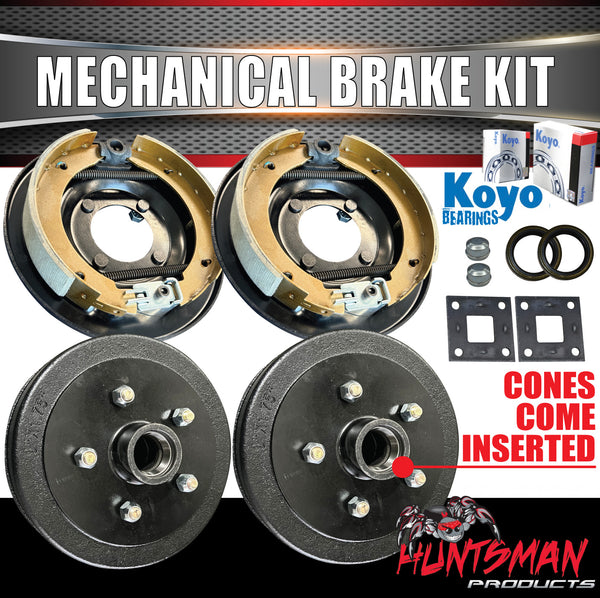9" Trailer Caravan Mechanical Drum Brake Kit With Japanese Koyo Bearings. 5 & 6 Stud Available