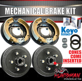 9" Trailer Caravan Mechanical Drum Brake Kit. Japanese Bearings. 5 & 6 Stud Available