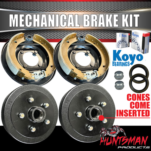 9" Trailer Caravan Mechanical Drum Brake Kit. Japanese Bearings. 5 & 6 Stud Available