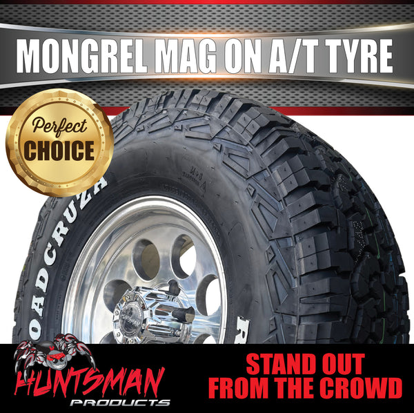 15x8 Polished Mongrel Mag Rim 6/139.7 PCD & 33x12.5R15 LT Roadcruza RA1100 A/T Tyre