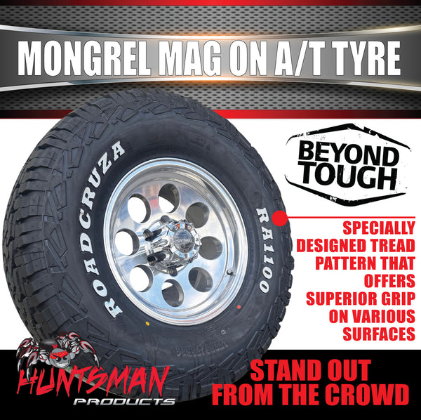 15x8 Polished Mongrel Mag Rim 6/139.7 PCD & 35x12.5R15 LT Roadcruza RA1100 A/T Tyre