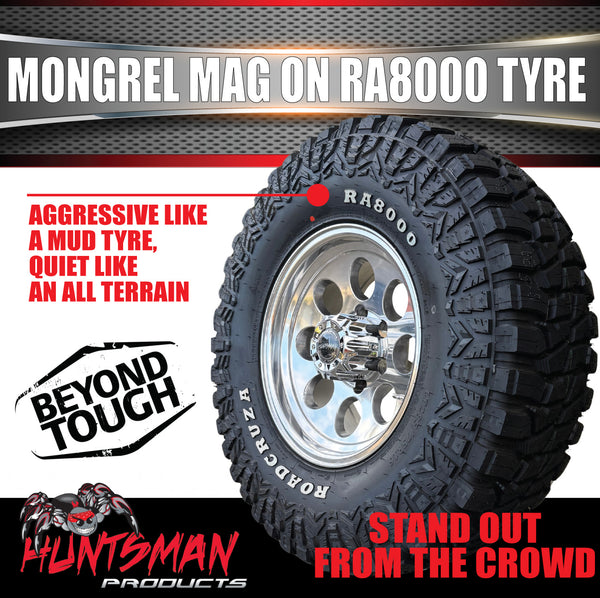 16x8 Polished Mongrel Mag Rim 6/139.7 PCD & 265/75R16 Roadcruza RA8000 Tyre