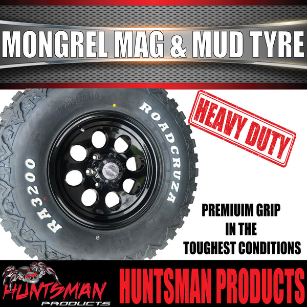 16x8 Black Mongrel Mag Wheel & 285/75R16 L/T Roadcruza RA3200 Mud Tyre 10 PLY. 285 75 16