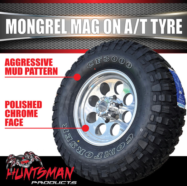 15x8 Polished Mongrel Mag Rim 6/139.7 PCD & 31x10.5R15 LT Comforser CF3000 Mud Tyre