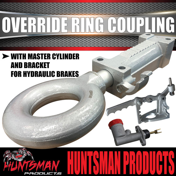 2000kg Trailer Caravan Hydraulic Override Ring Coupling Hitch Suit Pintle Hook. CTA Approved