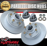 x2 12" Dacromet 1600kg 6 Stud Parallel Trailer Caravan Disc Hubs 6/139.7 PCD.