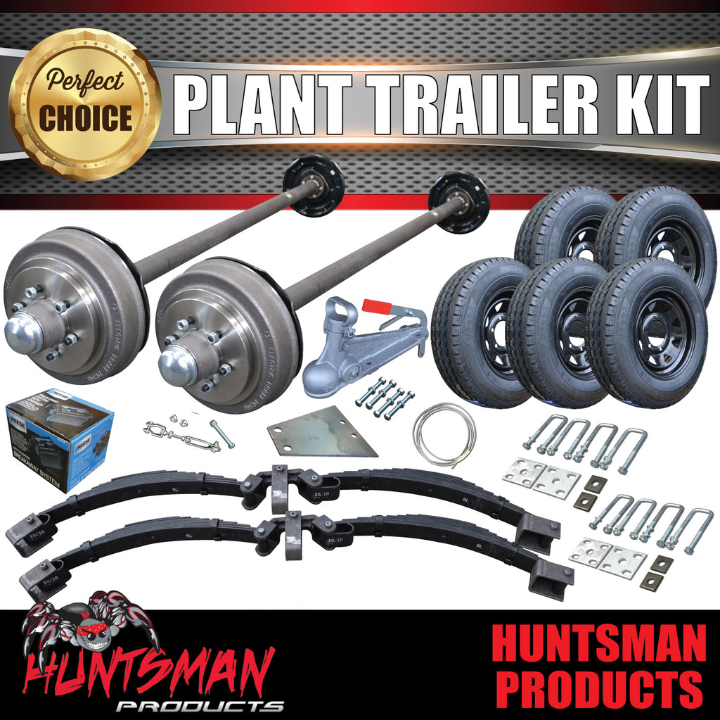 DIY 4500Kg Tandem Plant Trailer Kit. 12'' Electric Brakes. Solid Axles, 5x 16'' black Rims & tyres.
