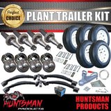 DIY 4500Kg Tandem Plant Trailer Kit. 12" Electric Brakes. Stub Axles, R/Roller, 5x White Wheels & Tyres