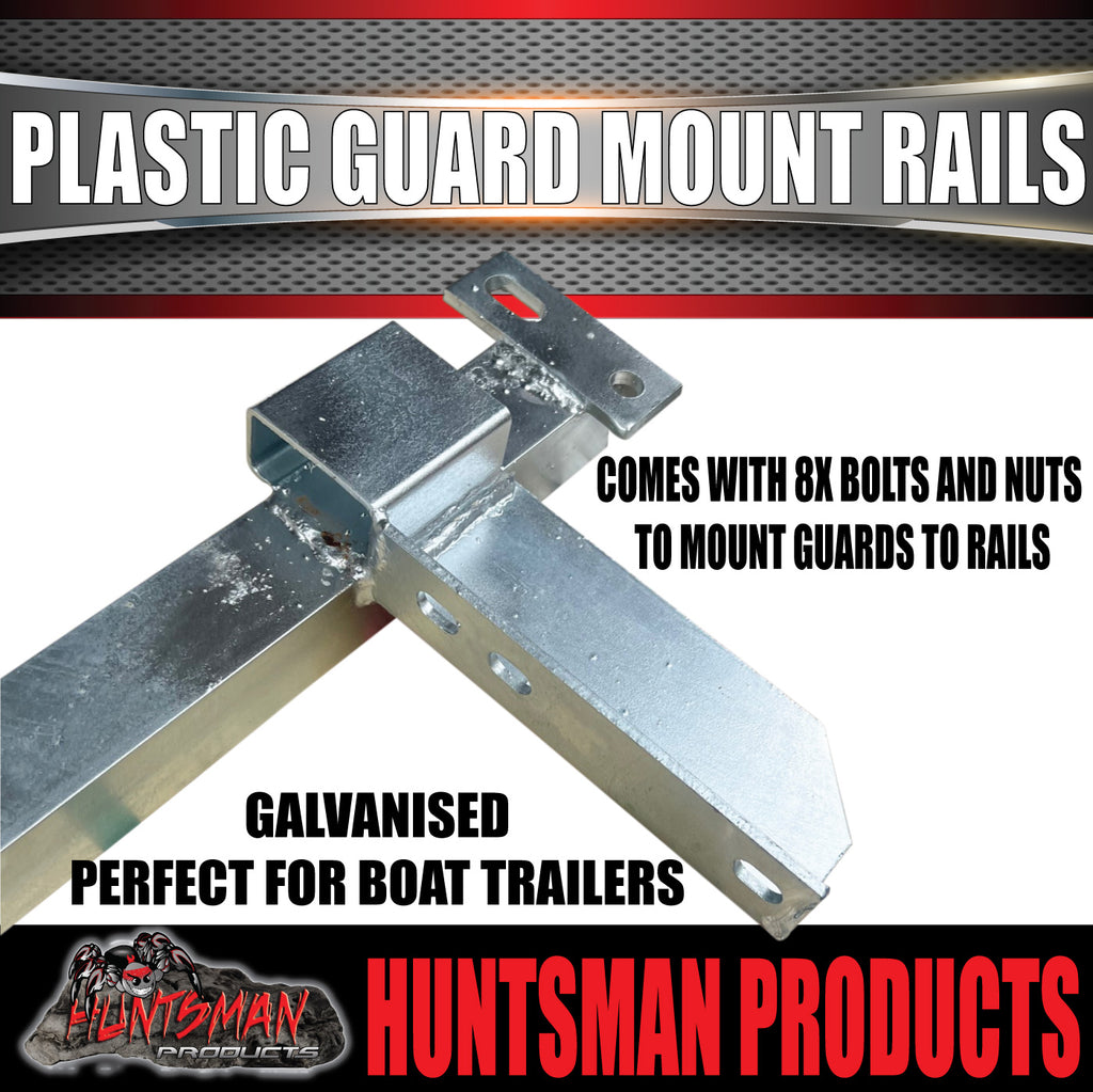 x2 Boat Trailer Slipper Spring Mount Rails + White Plastic Guards Suit ...