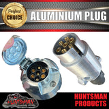 7 Pin Male & Female Aluminium Round Large Trailer Caravan Boat Trailer Plug