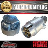 7 Pin Male & Female Aluminium Round Large Trailer Caravan Boat Trailer Plug