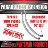x2 Dacromet 15mm Trailer Parabolic 1000kg Springs + U Bolt & Hanger Kit.