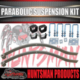 x2 Dacromet 18mm Trailer Parabolic 1500kg Springs + U Bolt & Hanger Kit.