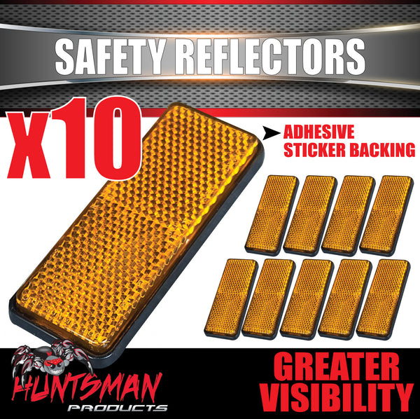 x10 Huntsman Amber Orange Trailer Truck Caravan Adhesive Reflector 85x30mm, CTA Approved