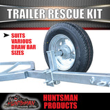 Trailer Rescue Kit , Spare Wheel, 185R14C Tyre & Holder inc hub & LM bearings