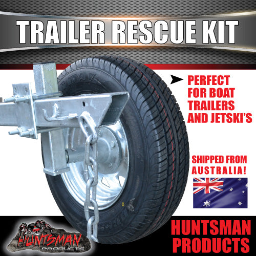 Trailer Rescue Kit , Spare Wheel, 195R14C Tyre & Holder inc hub & LM bearings