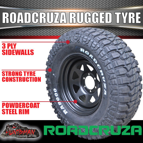 285/75R16 Roadcruza RA8000 Tyre on 16" Black Steel Wheel Rim. 126/123Q 3 Ply Sidewall