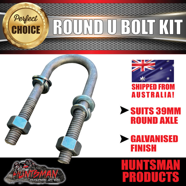 Galvanised Trailer 39mm Round U Bolt Kit.