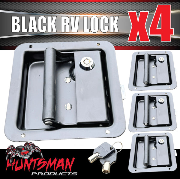 4x Black Stainless Caravan RV Motorhome Trailer Canopy Lock. Pull Down Up Handle
