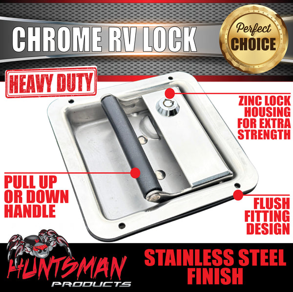Stainless Steel Caravan RV Motorhome Trailer Canopy Lock. Pull Down Up Handle