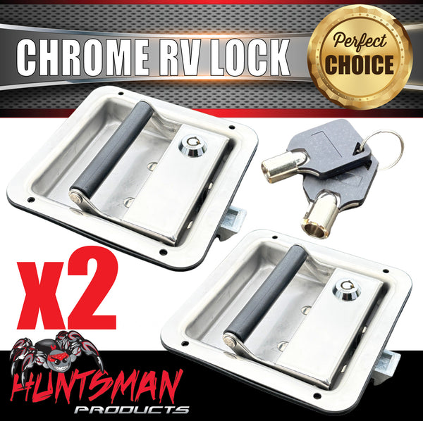 2x Stainless Steel Caravan RV Motorhome Trailer Canopy Lock. Pull Down Up Handle