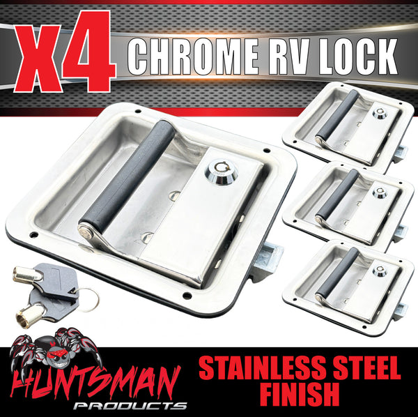 4x Stainless Steel Caravan RV Motorhome Trailer Canopy Lock. Pull Down Up Handle