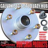 1x Galvanised Dacromet 6 Stud Trailer Caravan Lazy Hub & LM bearing kit. Marine Seal