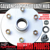 1x Galvanised Dacromet 6 Stud Trailer Caravan Lazy Hub & LM bearing kit. Marine Seal