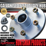 1x Galvanised Dacromet 6 Stud Trailer Caravan Lazy Hub & LM bearing kit. Marine Seal