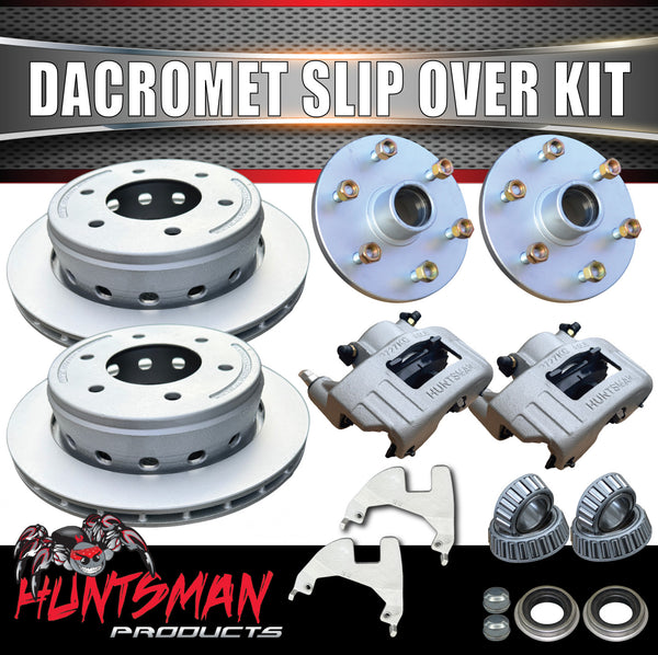12" 5 or 6 Stud Landcruiser Pattern Dacromet Ventilated Trailer Caravan Hydraulic Disc Brake Kit. Cooler Discs