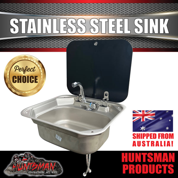 RV Caravan Camper Trailer Kitchen Stainless Sink Basin + Hot Cold Mixer Tap