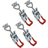 x4 Large Stainless Steel Toggle Over Centre Latch Red Grip. Tool Box Truck Trailer Boat SS304