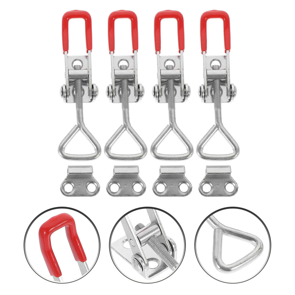 x4 Large Stainless Steel Toggle Over Centre Latch Red Grip. Tool Box T ...