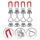 x4 Large Stainless Steel Toggle Over Centre Latch Red Grip. Tool Box Truck Trailer Boat SS304
