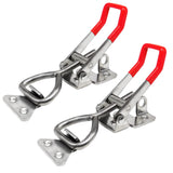 x2 Large Stainless Steel Toggle Over Centre Latch Red Grip. Tool Box Truck Trailer Boat SS304