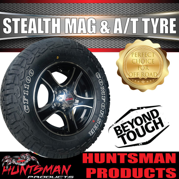 15" Ford Pattern Stealth Caravan Trailer Alloy Wheel Rim & 195R15C LT Roadcruza RA1100 All Terrain Tyre 195 15