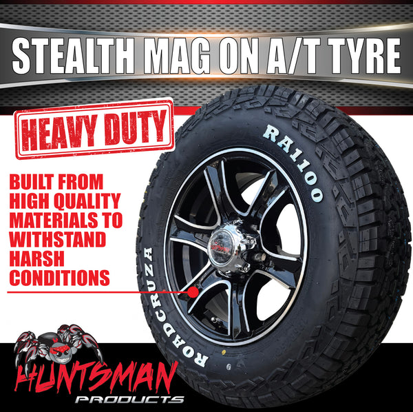 15" 6 Stud Stealth Caravan Trailer Alloy Wheel Rim & 195R15C LT Roadcruza RA1100 All Terrain Tyre 195 15