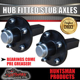 2X Trailer 5 Stud hubs 1000kg 1T, Fitted 40mm Sq Stub Axles. LM Holden Bearings