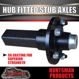 2X Trailer 5 Stud hubs Fitted 39mm Round Stub Axles. LM Holden Bearings 750KG