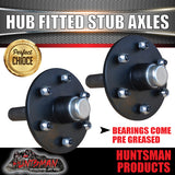 2X Trailer 5/6 Stud 4wd hubs 750kg, Fitted 39mm Round Stub Axles. LM Bearings
